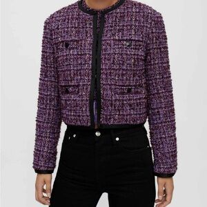 Maje Women's Purple Tweed Jacket